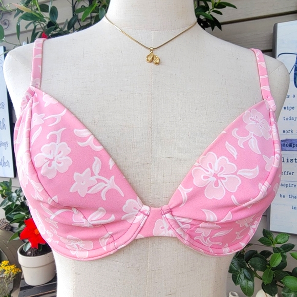 SEASTAR ♡ Beautiful Vintage 2pc Pink 'n White Floral Underwire Bikini Swimsuit 8 - Picture 8 of 17